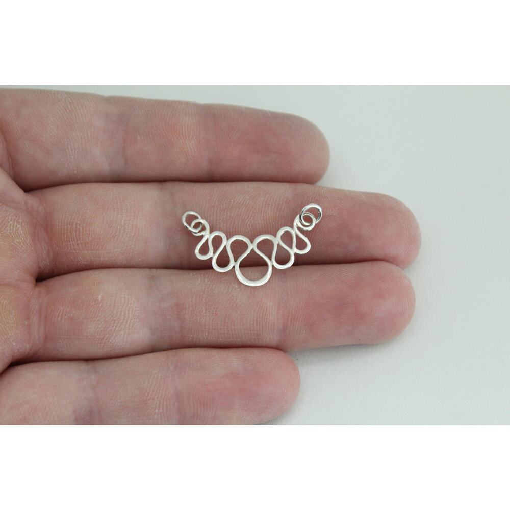 Sterling Silver Abstract Looped Line Charm, Silver Abstract Teardrops Charm